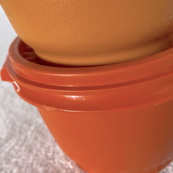 Vintage Tupperware Orange Yellow Servalier Stacking Bowls With Lids 4pcs - Picture 6 of 15